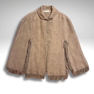 Vintage Peruvian Alpaca Handcrafted Wool Fringe Poncho Jacket
